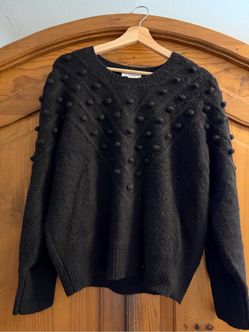 & Other Stories Black Pom-Pom Crewneck Sweater